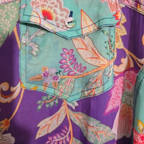 Johnny Was Very Lightweight for Summer : button down Patchwork Floral Print : - Picture 2 of 5